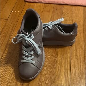 KURU Women's Athletic Shoes in Gray with Light Blue Laces
